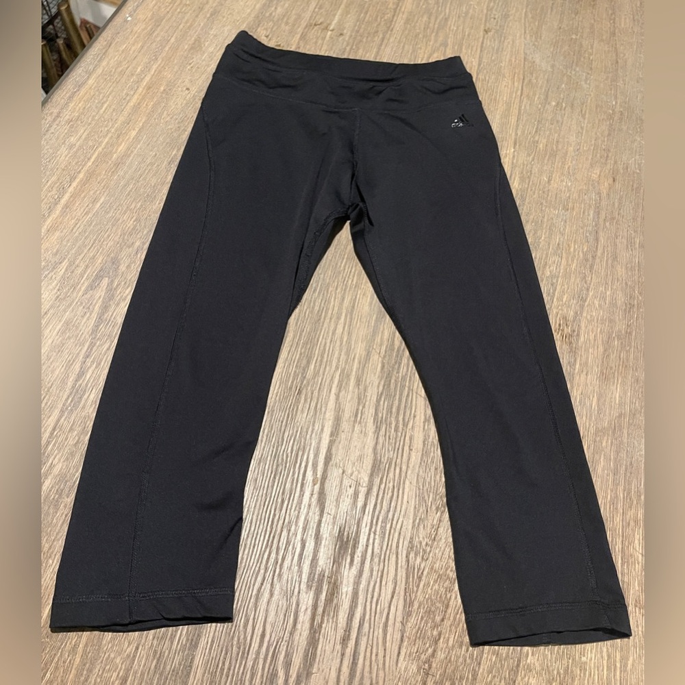 Adidas Solid Black Capri’s, Size Small - image 1